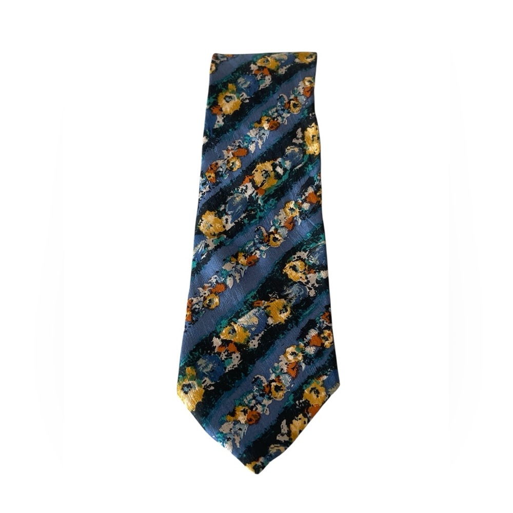 Ermenegildo Zegna silk striped floral pattern Blue Floral Pattern Men's Tie